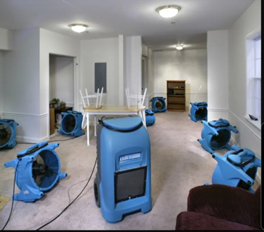 Air movers and dehumidifier setup for Water Damage Restoration in Ketchikan